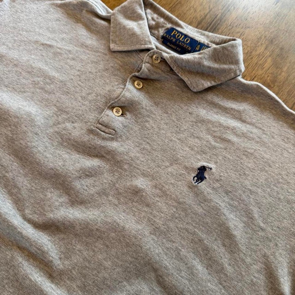 Polo by Ralph Lauren classic fit short-sleeve polo in heather gray, size XL